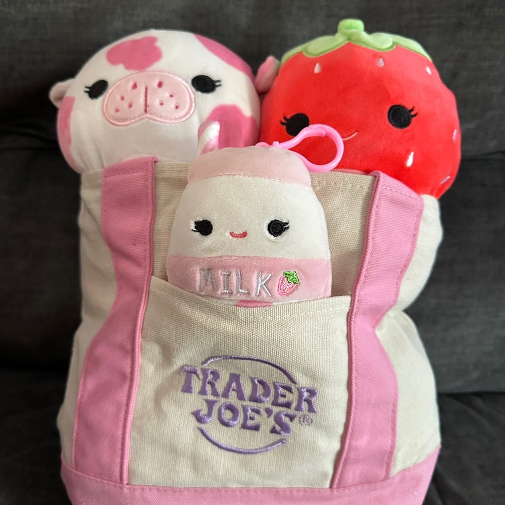 Trader Joe’s pink mini tote: Easter basket w/ Squishmallows!